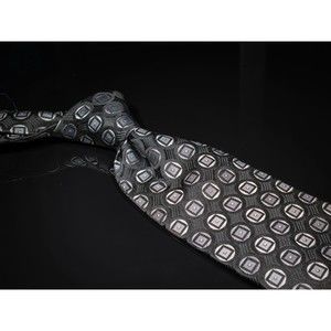 XMI Platinum Black Silver Neat 100% Silk Men's Designer Tie USA
